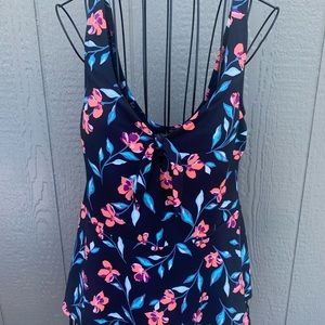Black floral tankini top